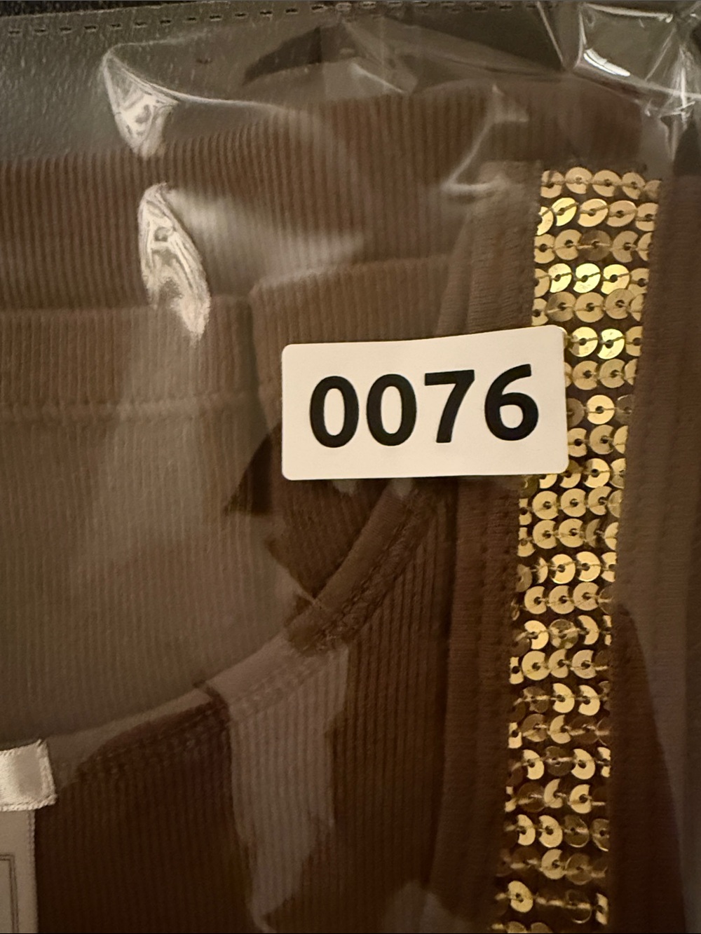 Old Navy Perfect Fit Brown Ribbed Tank Top with Gold Sequin Detail Size XL - Picture 8 of 8
